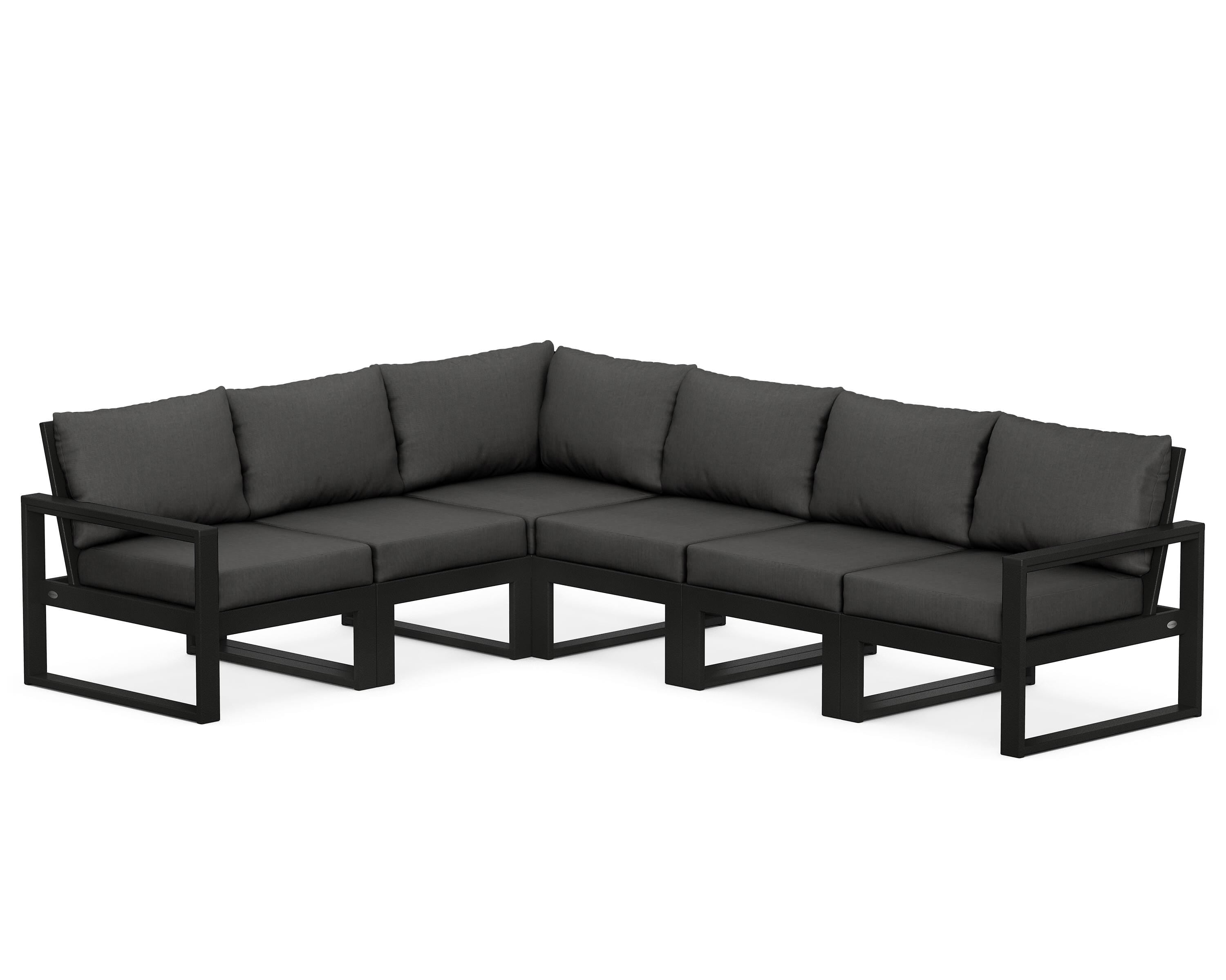 POLYWOOD® EDGE 6-Piece Modular Deep Seating Set in Black / Spectrum Carbon