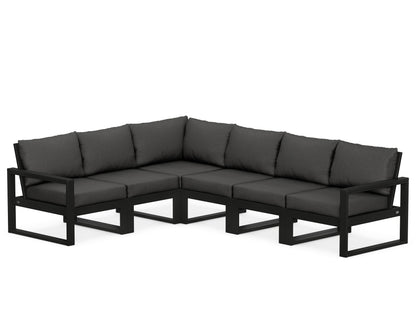 POLYWOOD® EDGE 6-Piece Modular Deep Seating Set in Black / Spectrum Carbon