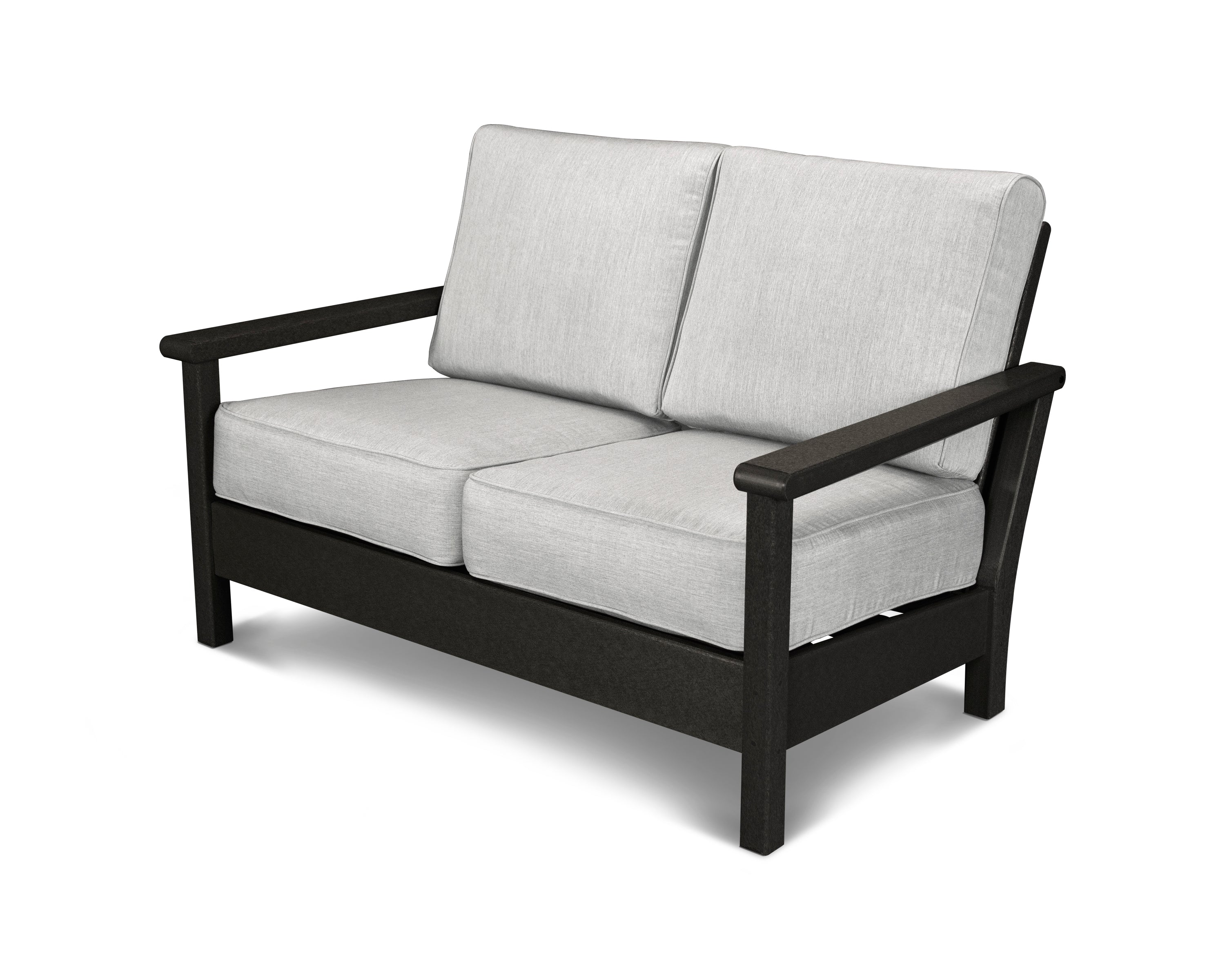 POLYWOOD® Harbour Deep Seating Loveseat in Black / Granite