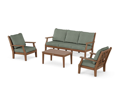 Country Living Wovendale 4-Piece Deep Seating Set with Sofa in Teak / Cast Sage