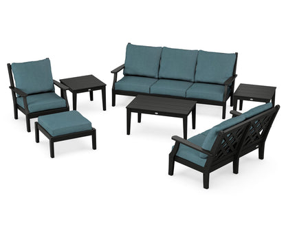 Country Living Wovendale 7-Piece Deep Seating Set in Black / Ocean Teal