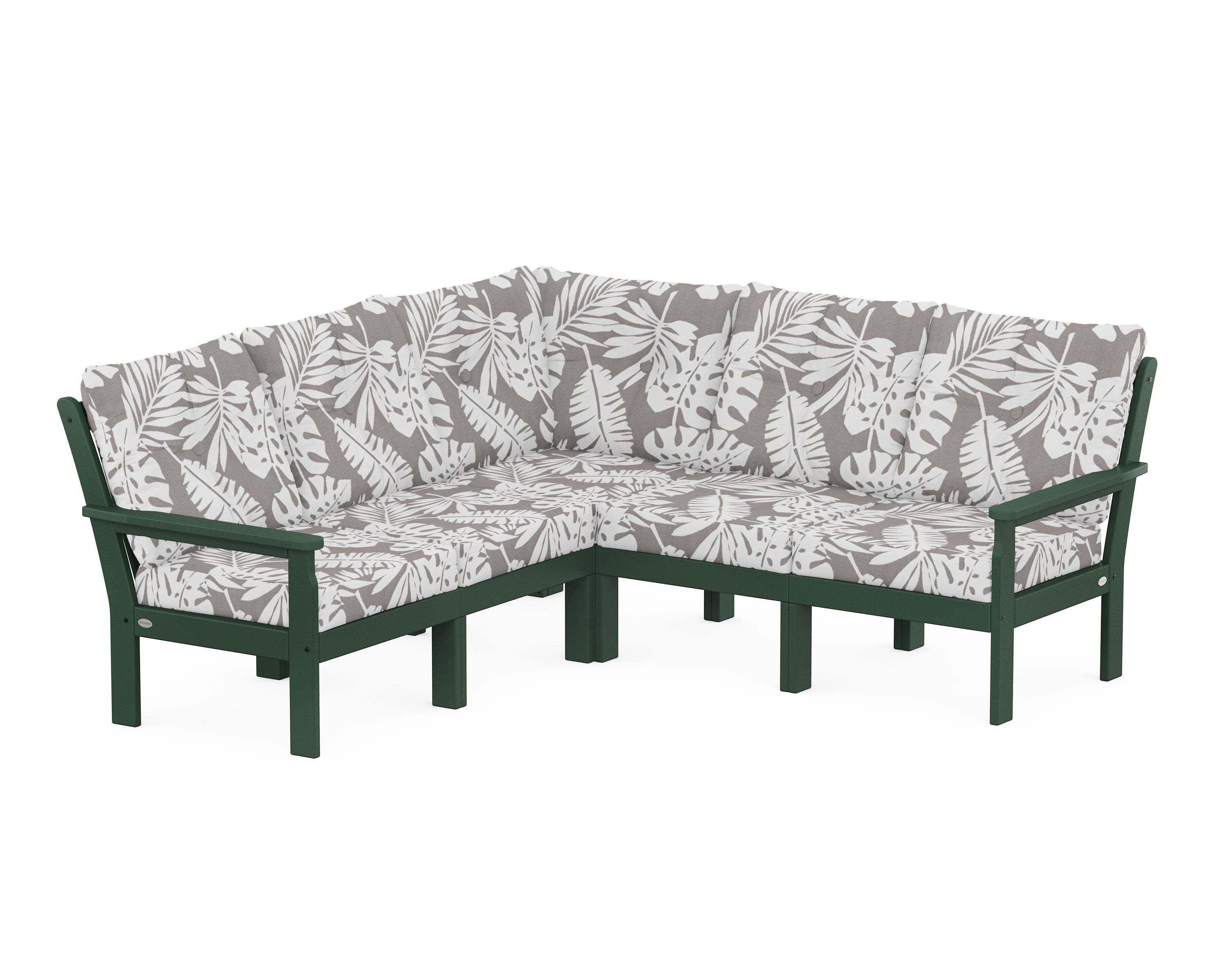 POLYWOOD® Vineyard 5-Piece Sectional in Green / Leaf Grey Mist