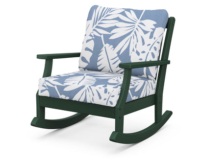 POLYWOOD® Braxton Deep Seating Rocking Chair in Green / Leaf Sky Blue