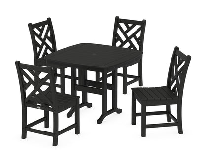 POLYWOOD® Chippendale 5-Piece Side Chair Dining Set in Black