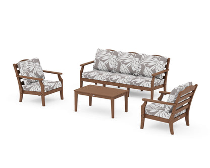Draper James™ by  POLYWOOD® Savannah 4-Piece Deep Seating Set with Sofa in Teak / Leaf Grey Mist