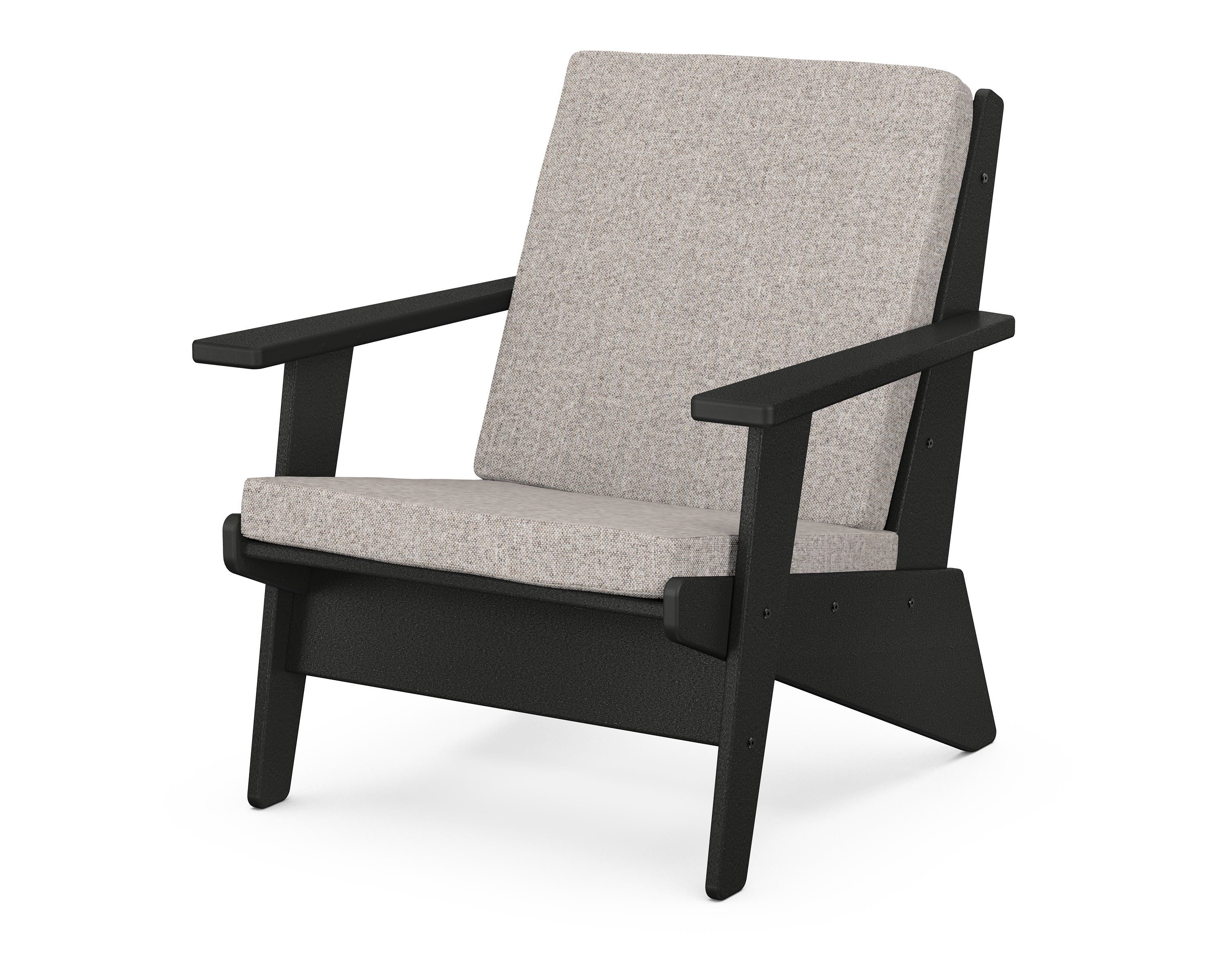 POLYWOOD® Riviera Modern Lounge Chair in Black / Weathered Tweed