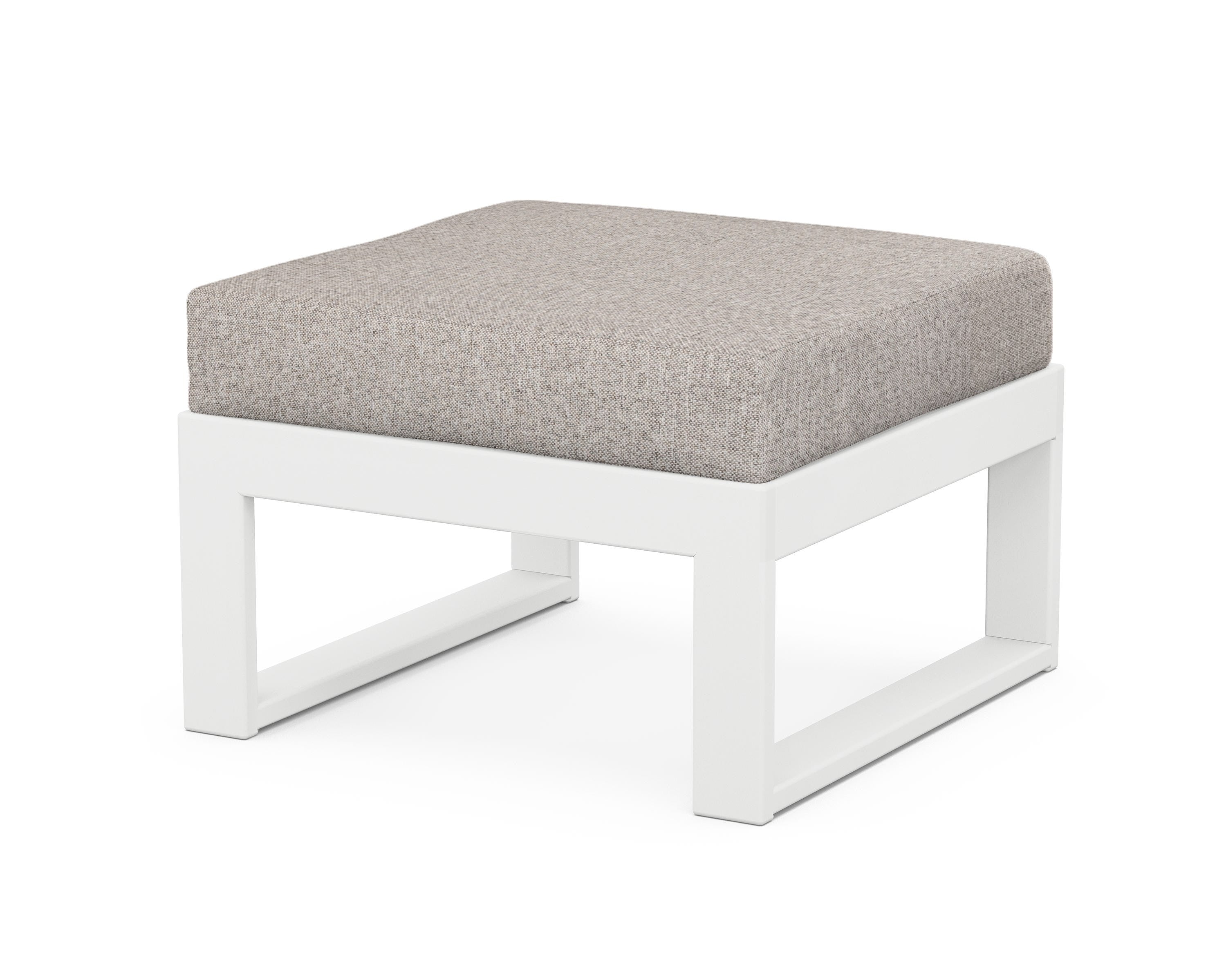 Unbranded Modular Ottoman - Modern in White / Weathered Tweed