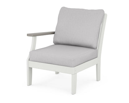POLYWOOD® Braxton Modular Left Arm Chair in White / Driftwood / Granite