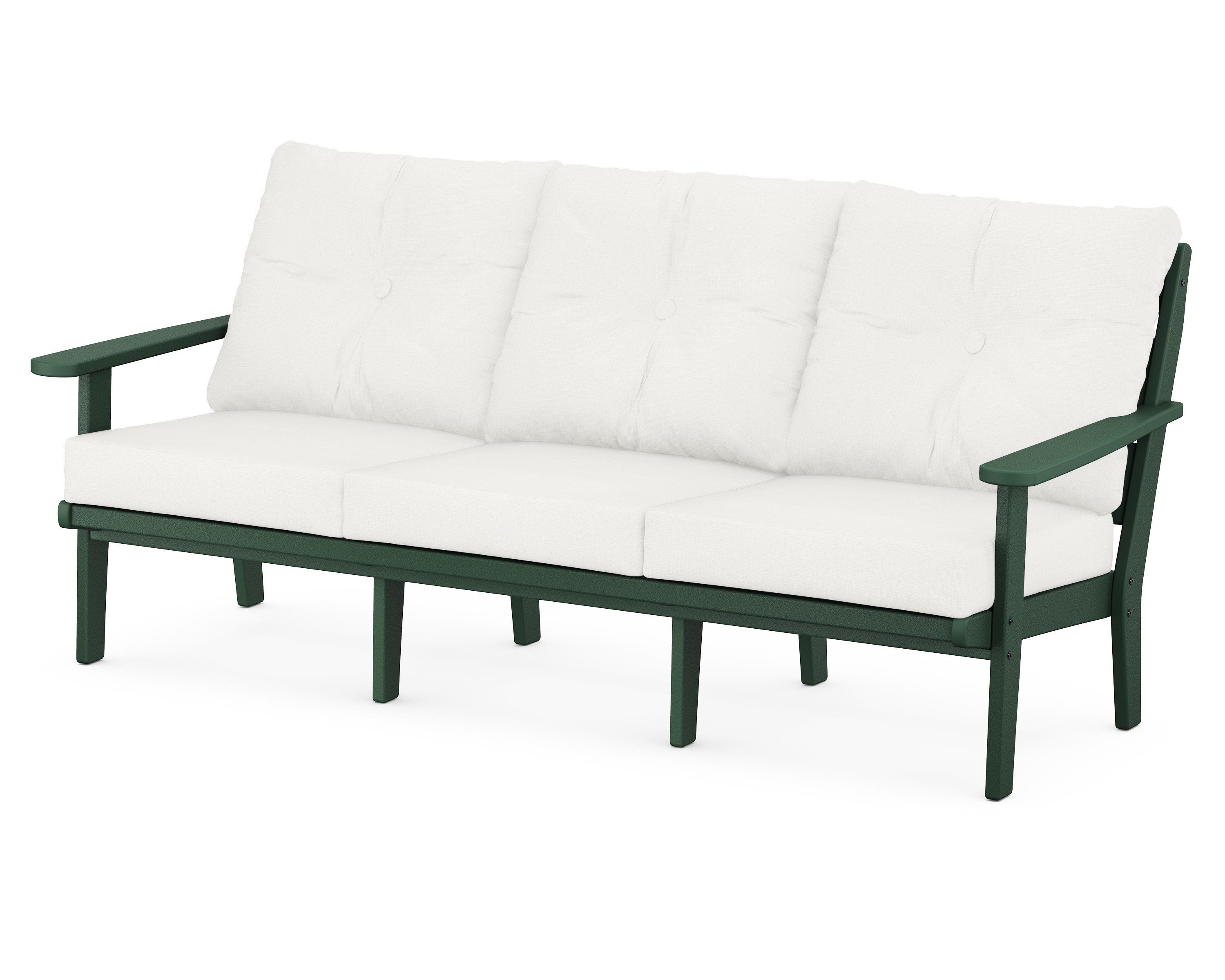 POLYWOOD® Lakeside Deep Seating Sofa in Green / Natural Linen