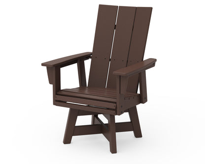 POLYWOOD® Modern Curveback Adirondack Swivel Dining Chair in Mahogany
