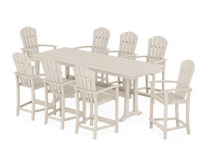POLYWOOD® Palm Coast 9-Piece Farmhouse Counter Set with Trestle Legs in Sand