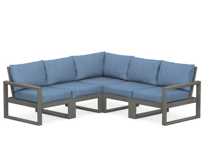 POLYWOOD® EDGE 5-Piece Modular Deep Seating Set in Slate Grey / Sky Blue