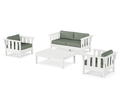 Martha Stewart by POLYWOOD® Acadia 4-Piece Deep Seating Set with Loveseat in White / Cast Sage