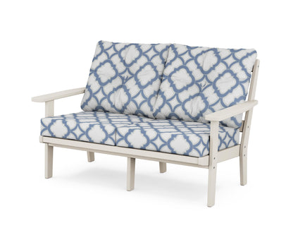 POLYWOOD® Prairie Deep Seating Loveseat in Sand / Trellis Sky Blue