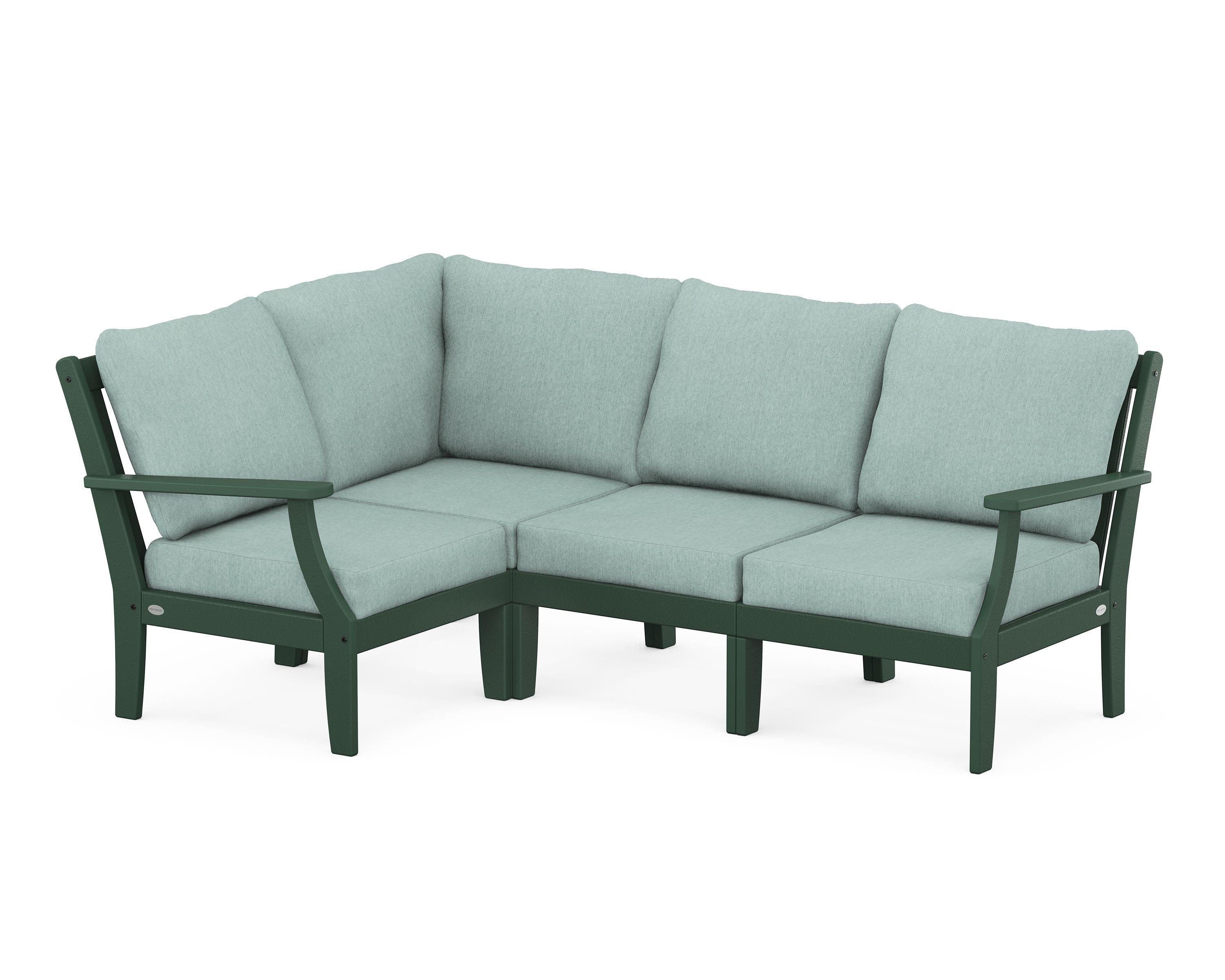 POLYWOOD® Braxton Modular 4-Piece Deep Seating Set in Green / Glacier Spa