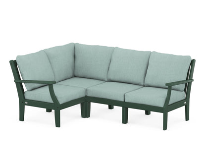 POLYWOOD® Braxton Modular 4-Piece Deep Seating Set in Green / Glacier Spa