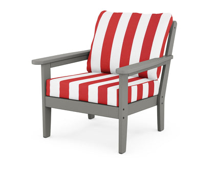 Country Living Cottage Deep Seating Chair in Slate Grey / Cabana Stripe Crimson