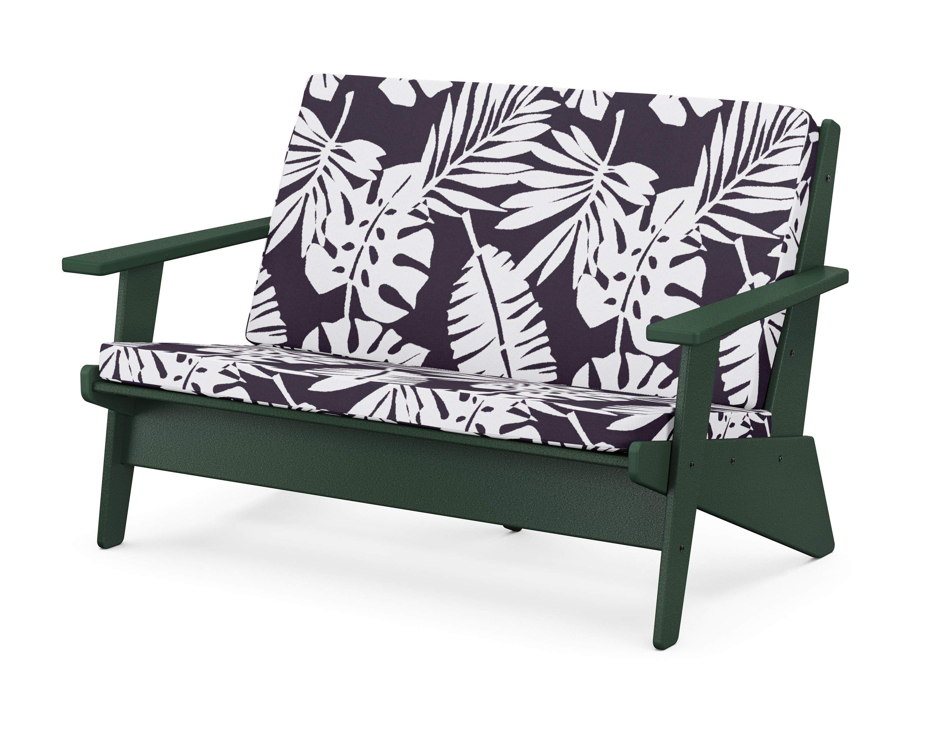 POLYWOOD® Riviera Modern Lounge Loveseat in Green / Leaf Navy