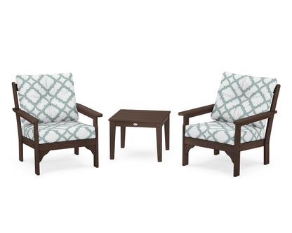POLYWOOD® Vineyard 3-Piece Deep Seating Set in Mahogany / Trellis Glacier Spa