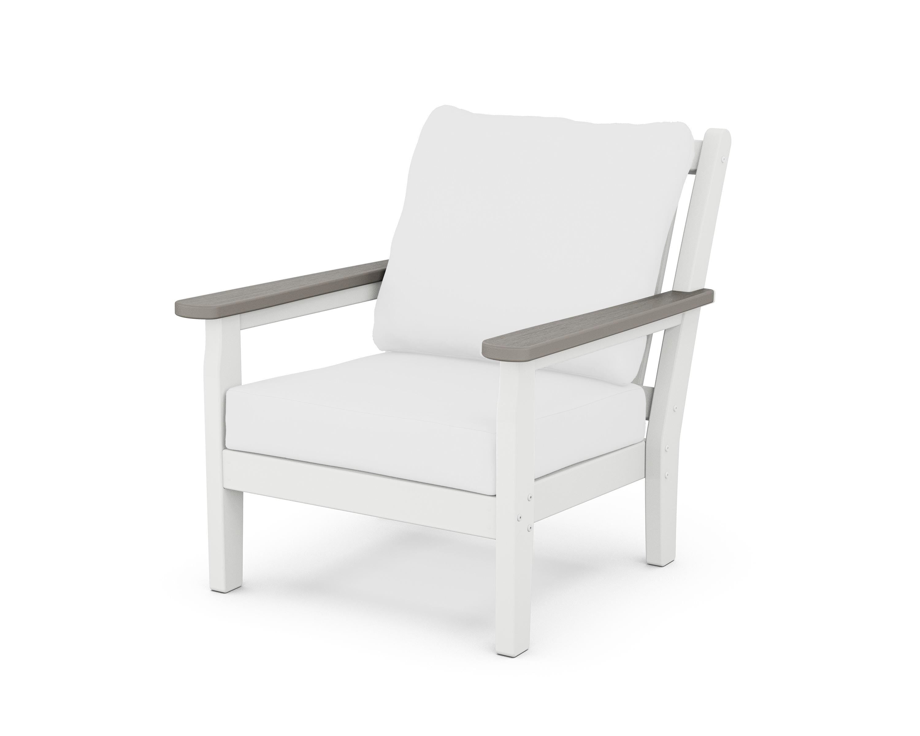 POLYWOOD® Chippendale Deep Seating Chair in White / Driftwood / Natural