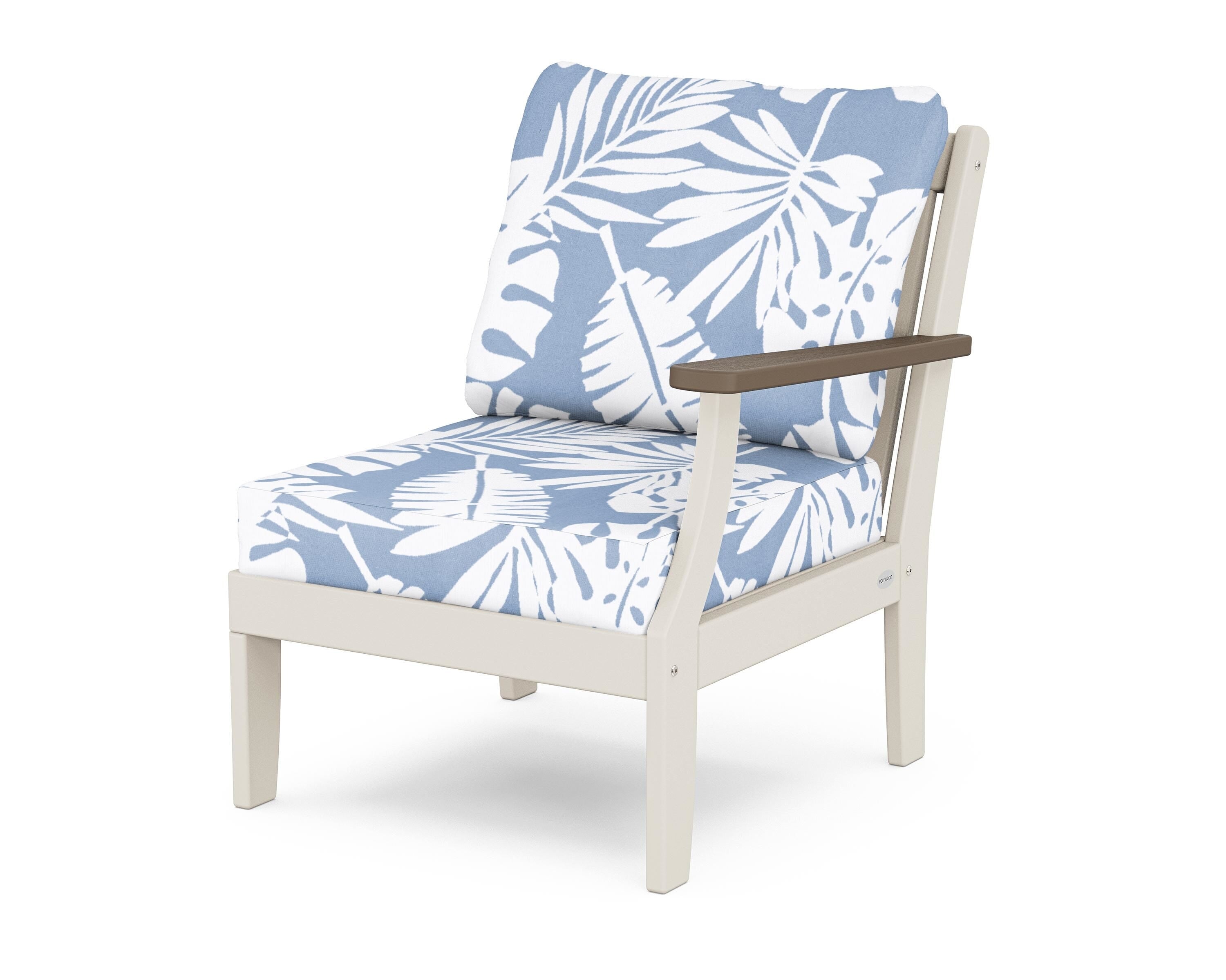 POLYWOOD® Braxton Modular Right Arm Chair in Sand / Kona / Leaf Sky Blue