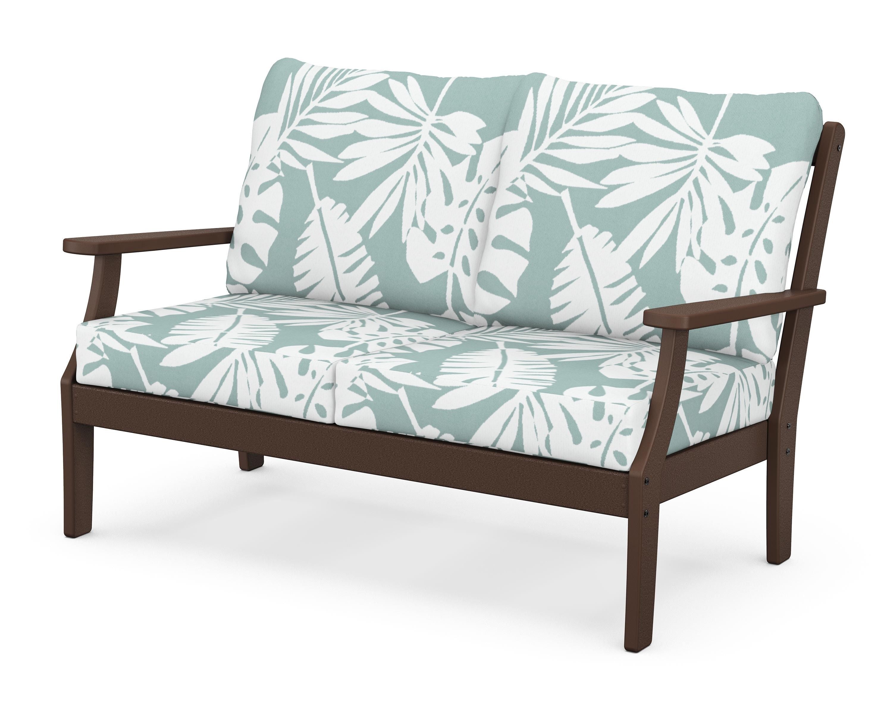POLYWOOD® Braxton Deep Seating Loveseat in Mahogany / Leaf Glacier Spa