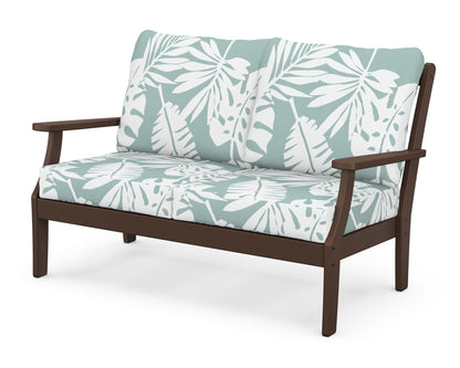 POLYWOOD® Braxton Deep Seating Loveseat in Mahogany / Leaf Glacier Spa