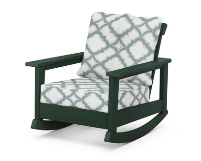 POLYWOOD® Prescott Deep Seating Rocking Chair in Green / Trellis Glacier Spa