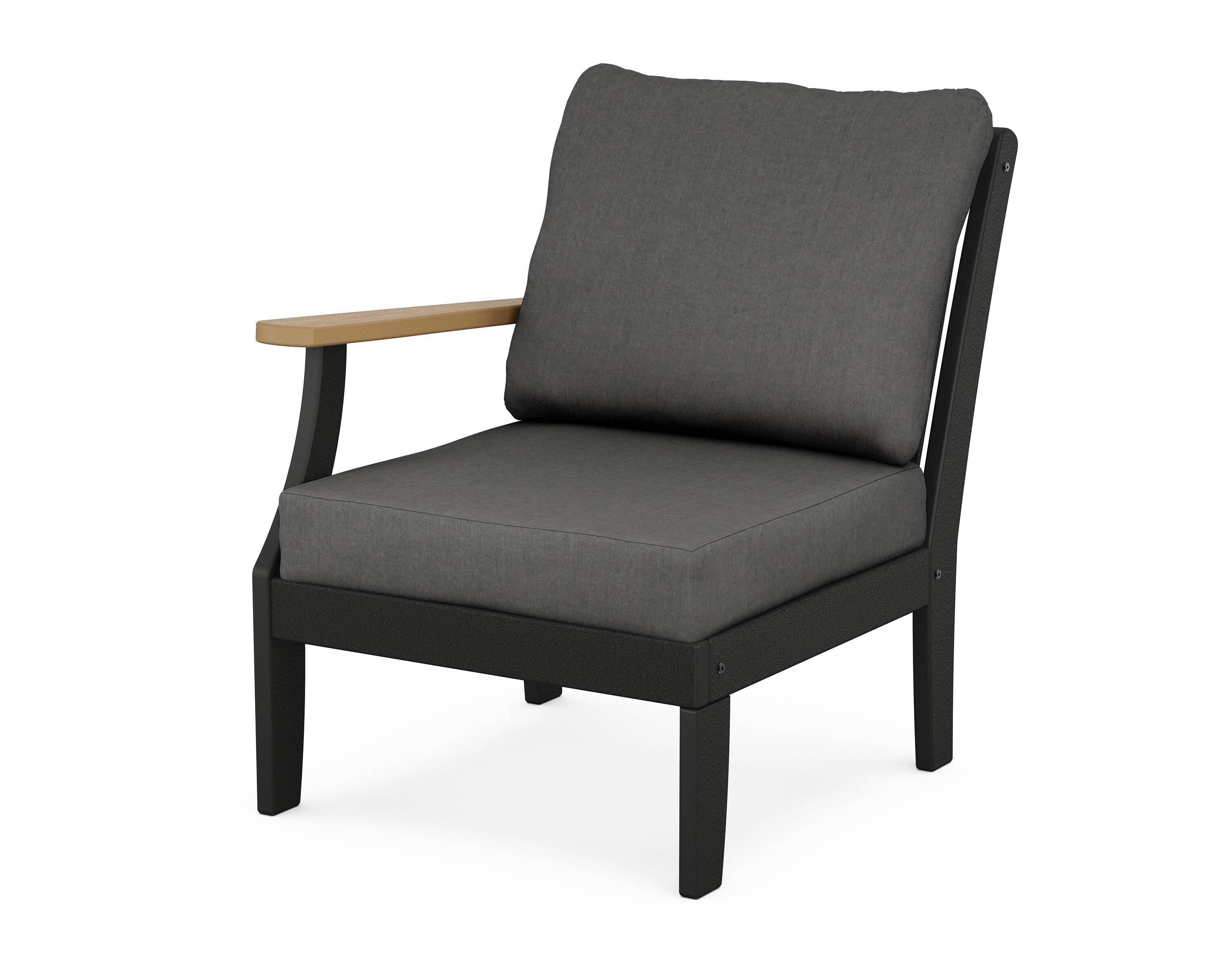 POLYWOOD® Braxton Modular Left Arm Chair in Black / Natural / Spectrum Carbon