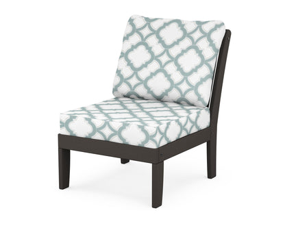 POLYWOOD® Braxton Modular Armless Chair in Vintage Coffee / Trellis Glacier Spa