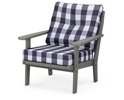 POLYWOOD® Lakeside Deep Seating Chair in Slate Grey / Buffalo Plaid Navy