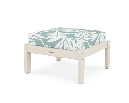 Martha Stewart by POLYWOOD® Chinoiserie Deep Seating Ottoman in Sand / Leaf Glacier Spa