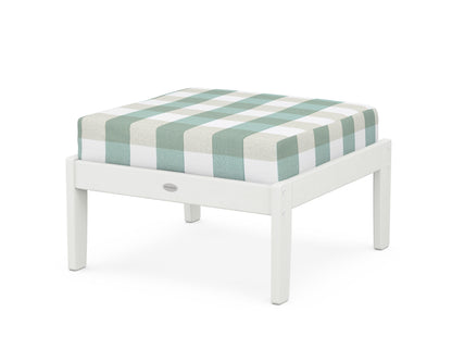 POLYWOOD® Braxton Deep Seating Ottoman in Vintage White / Buffalo Plaid Glacier Spa