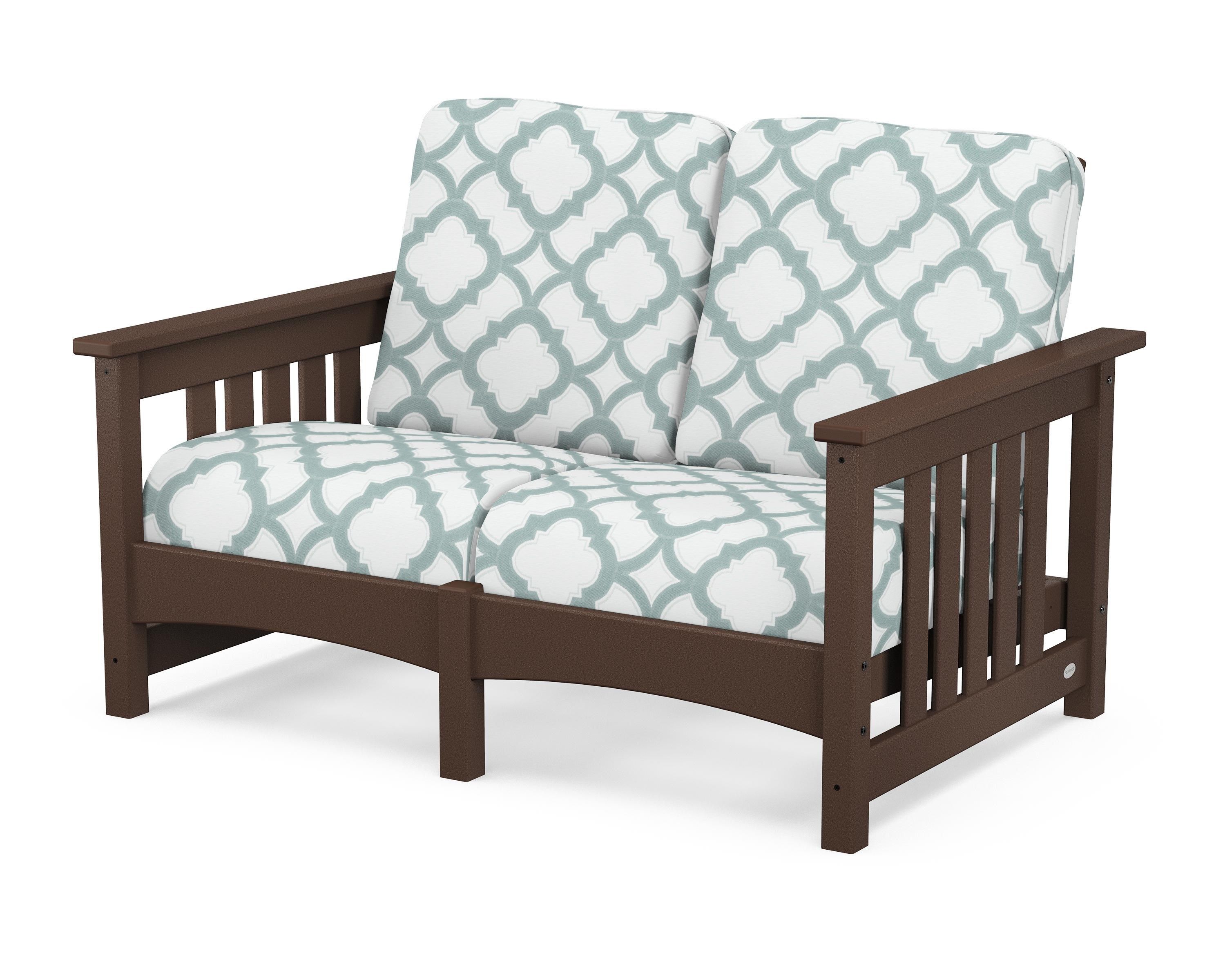 POLYWOOD® Club Mission Loveseat in Mahogany / Trellis Glacier Spa