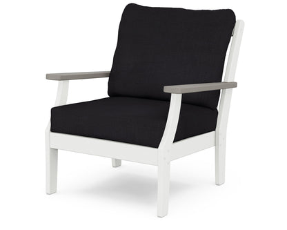 POLYWOOD® Braxton Deep Seating Chair in White / Driftwood / Midnight Linen