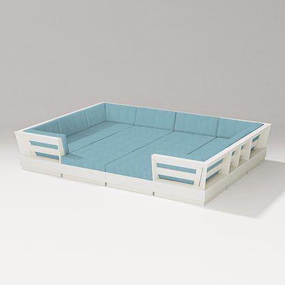 PW Designer Series Elevate 12-Piece Pit Sectional in Vintage White / Lattice Sky Blue