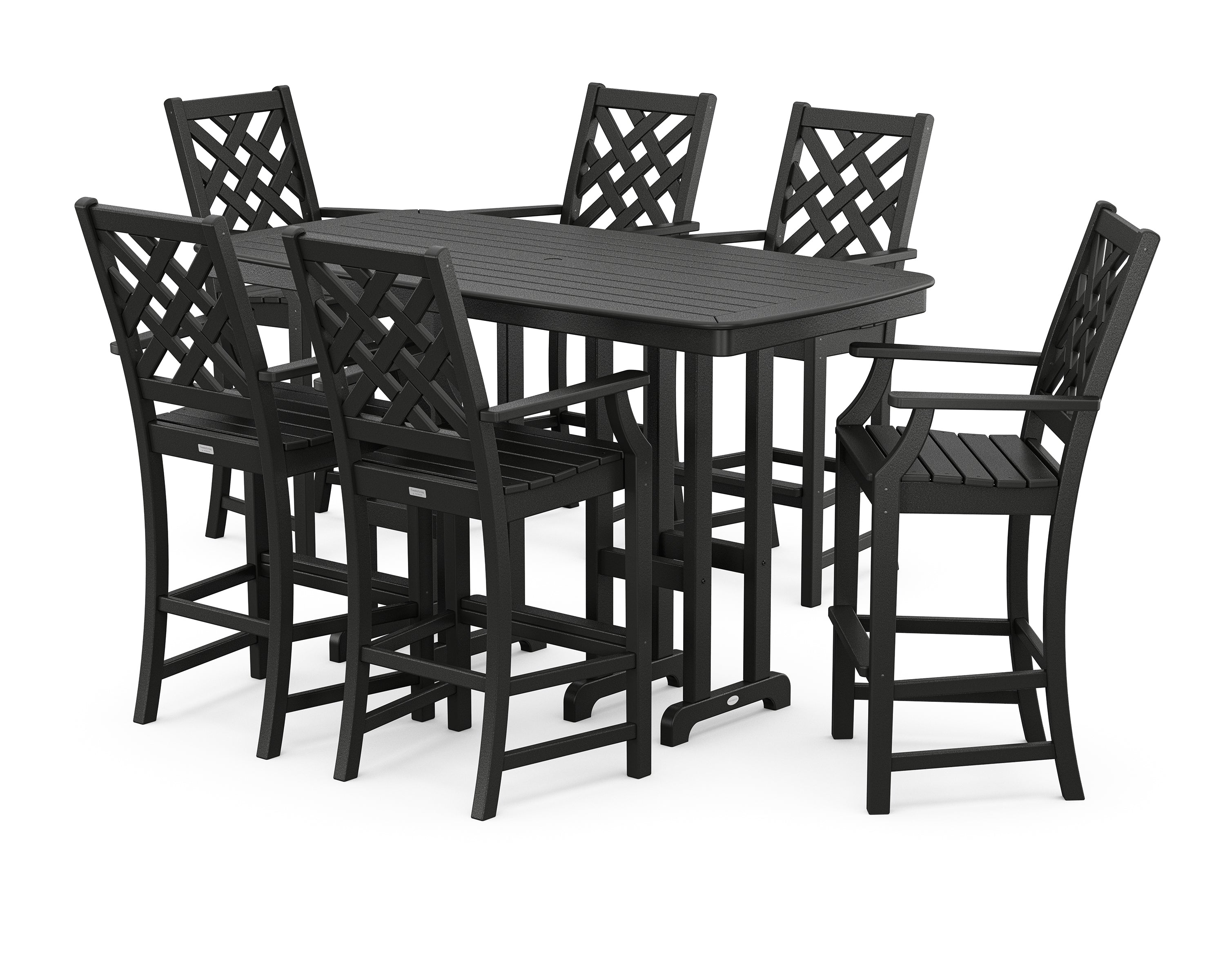 Country Living Wovendale Arm Chair 7-Piece Bar Set in Black
