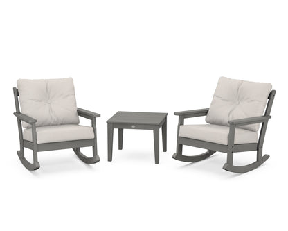 POLYWOOD® Vineyard 3-Piece Deep Seating Rocker Set in Slate Grey / Cast Ash