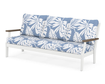 POLYWOOD® Braxton Deep Seating Sofa in White / Kona / Leaf Sky Blue