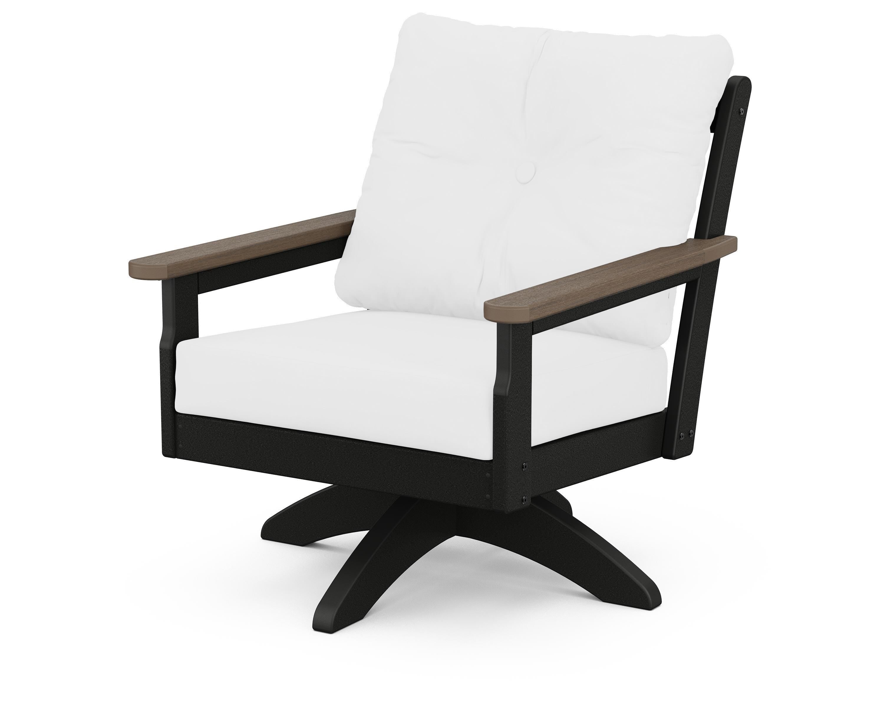 POLYWOOD® Vineyard Deep Seating Swivel Chair in Black / Kona / Natural