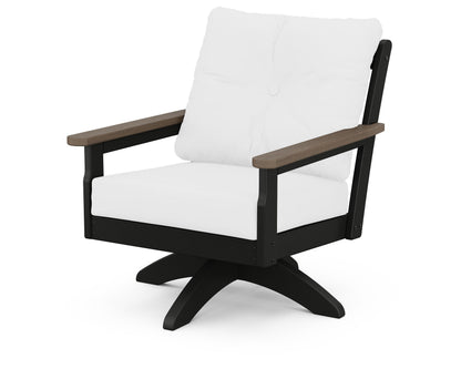 POLYWOOD® Vineyard Deep Seating Swivel Chair in Black / Kona / Natural