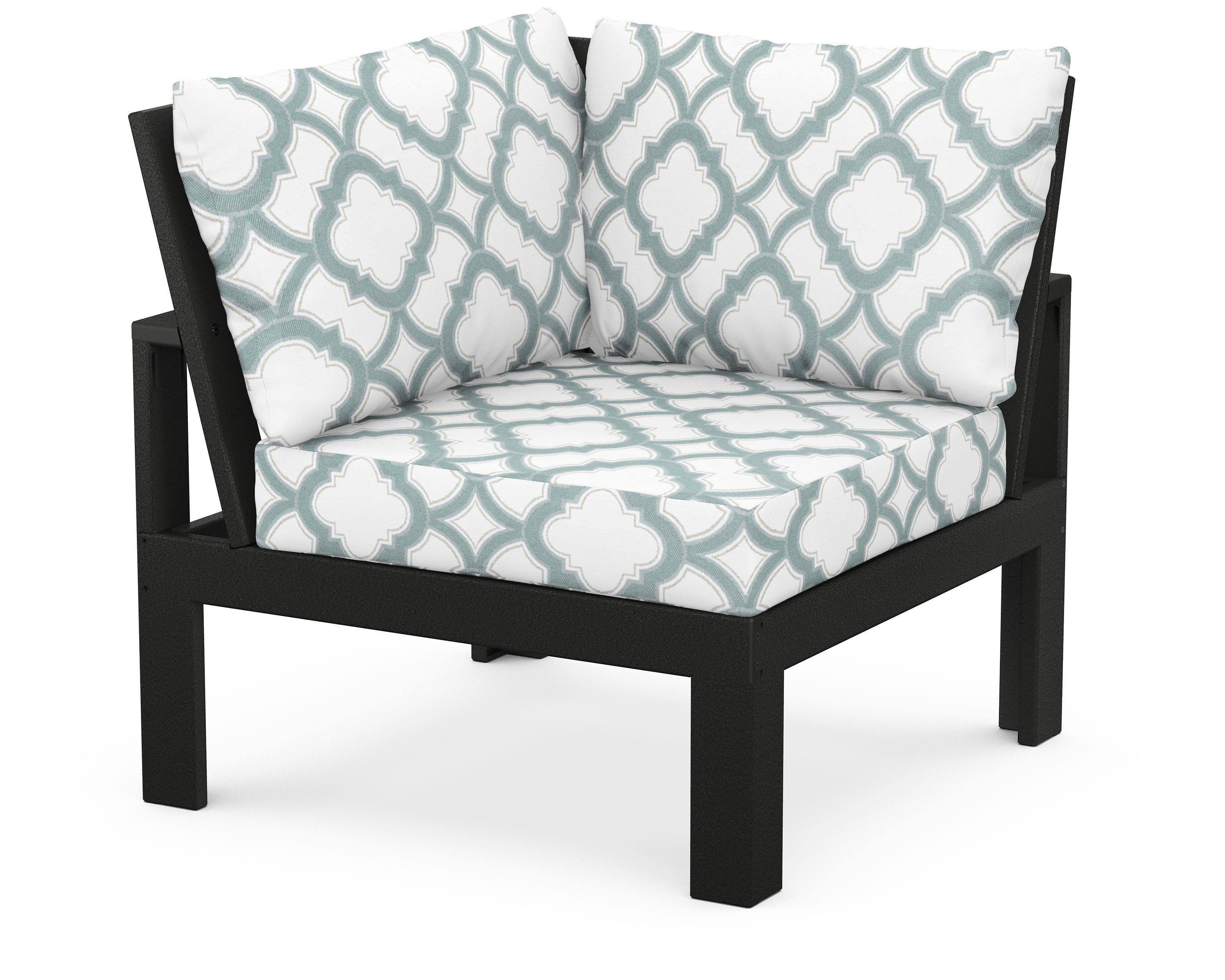 Unbranded Modular Corner Chair in Black / Trellis Glacier Spa