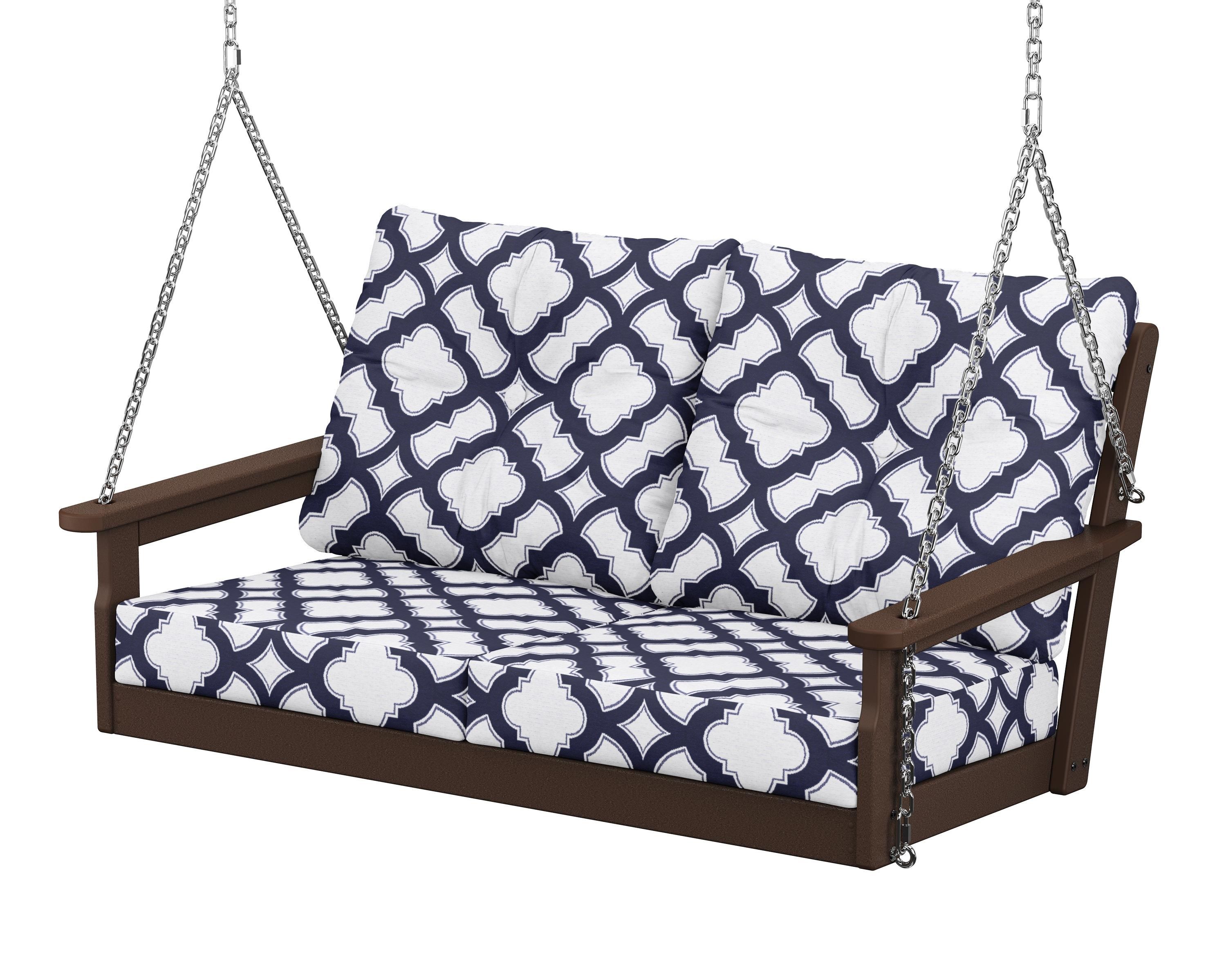 POLYWOOD® Vineyard Deep Seating Swing in Mahogany / Trellis Navy