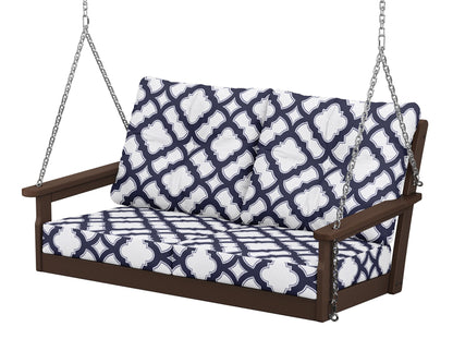 POLYWOOD® Vineyard Deep Seating Swing in Mahogany / Trellis Navy