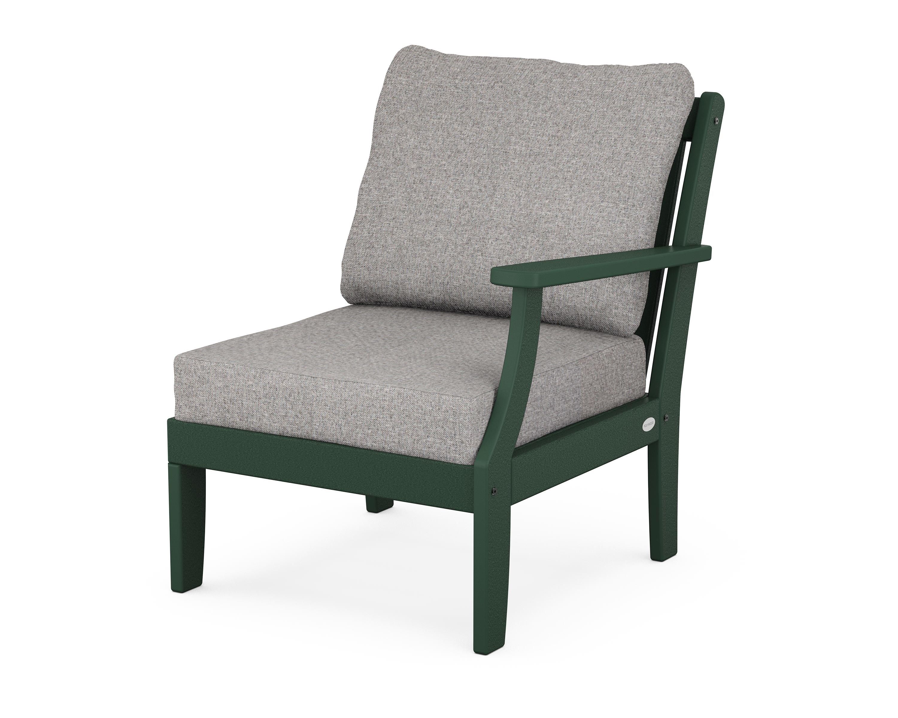 POLYWOOD® Braxton Modular Right Arm Chair in Green / Grey Mist