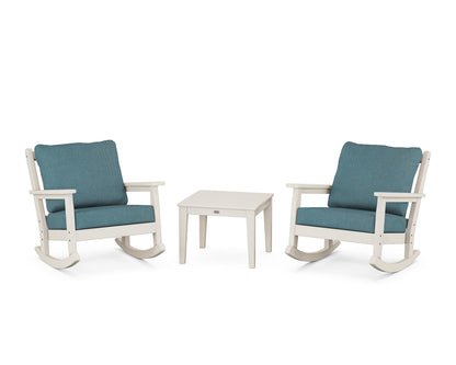 POLYWOOD® Chippendale 3-Piece Deep Seating Rocker Set in Sand / Ocean Teal