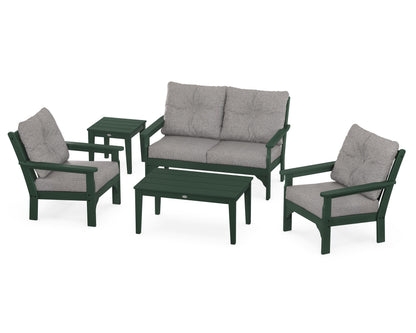POLYWOOD® Vineyard 5-Piece Deep Seating Set in Green / Grey Mist