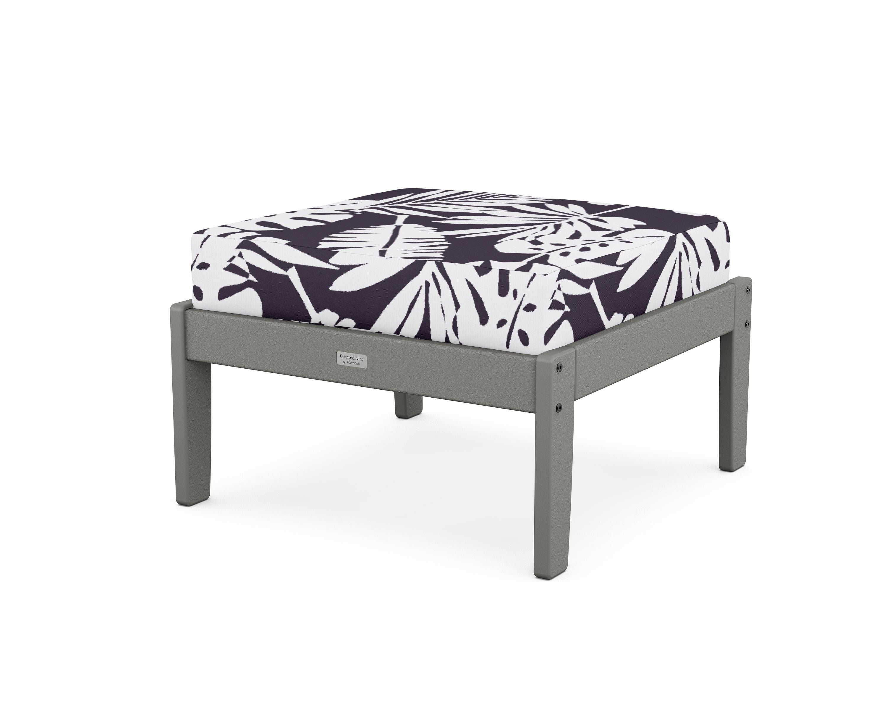 Country Living Cottage Deep Seating Ottoman in Slate Grey / Leaf Navy