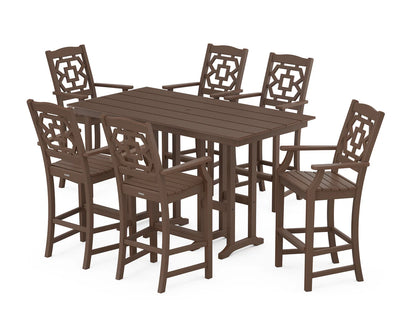 Chinoiserie Arm Chair 7-Piece Farmhouse Bar Set