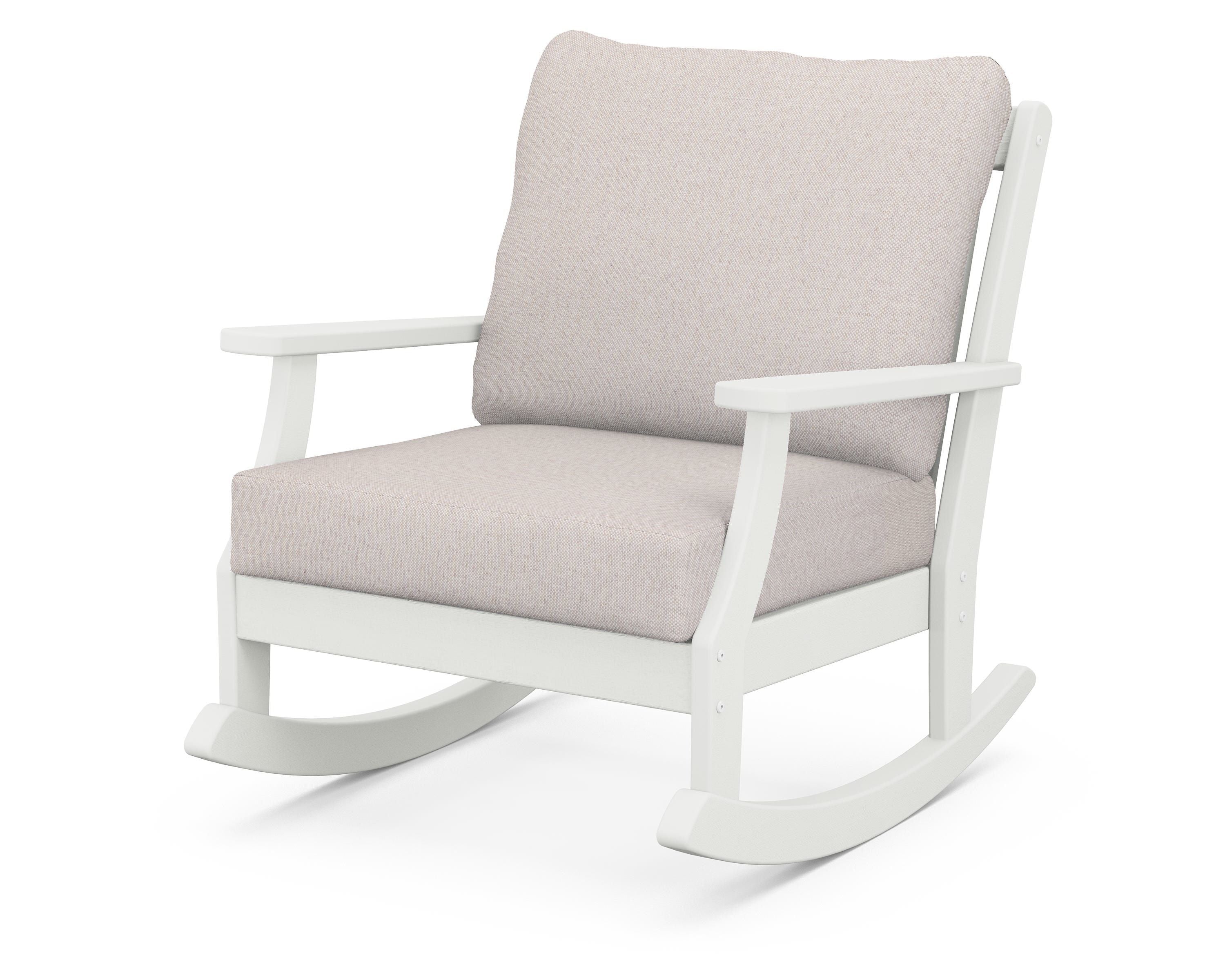 POLYWOOD® Braxton Deep Seating Rocking Chair in Vintage White / Dune Burlap